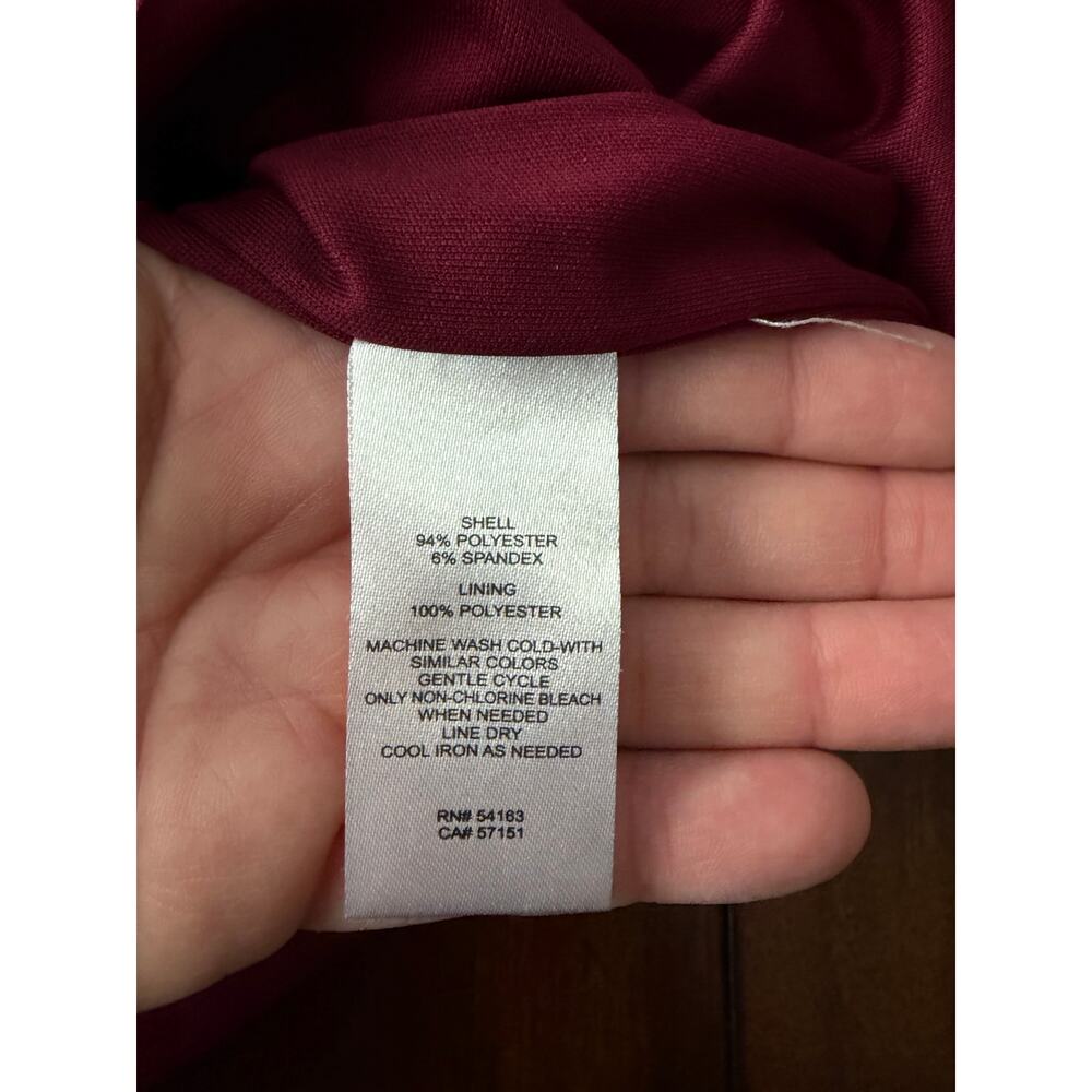 J. Howard Women's Ruffle Front Sheath Dress Formal Wine Red 14 - Picture 3 of 6